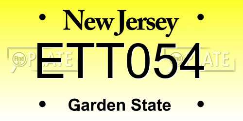 ETT054 New Jersey License Plate