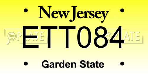 ETT084 New Jersey License Plate