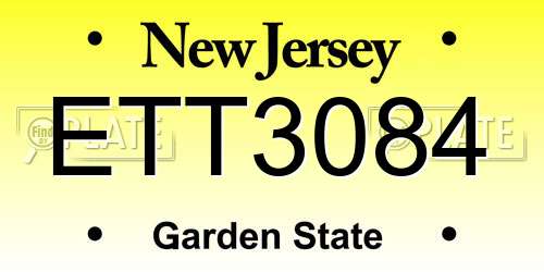 ETT3084 New Jersey License Plate