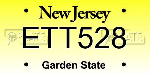 ETT528 New Jersey License Plate