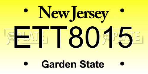 ETT8015 New Jersey License Plate