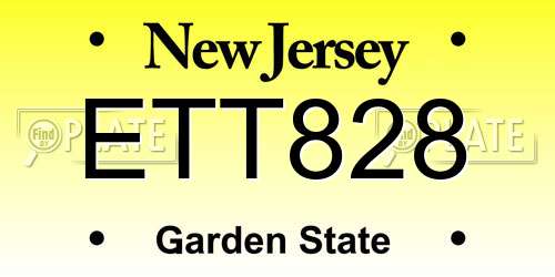 ETT828 New Jersey License Plate