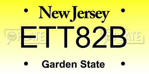 ETT82B New Jersey License Plate