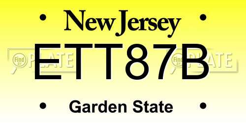 ETT87B New Jersey License Plate