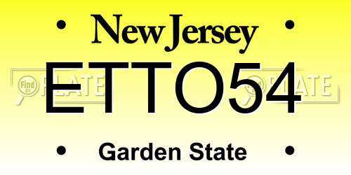 ETTO54 New Jersey License Plate