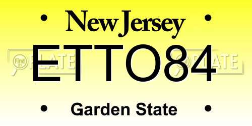 ETTO84 New Jersey License Plate