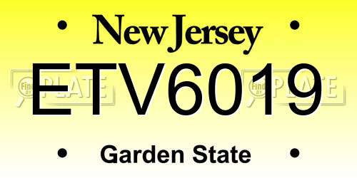 ETV6019 New Jersey License Plate