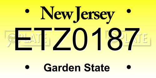 ETZ0187 New Jersey License Plate