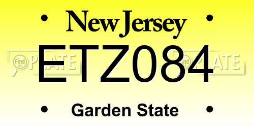 ETZ084 New Jersey License Plate