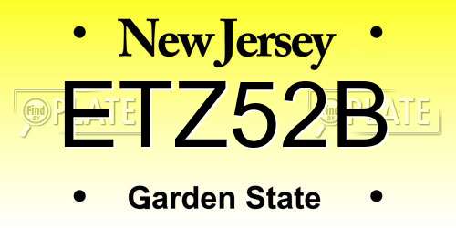 ETZ52B New Jersey License Plate