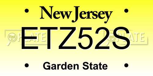 ETZ52S New Jersey License Plate