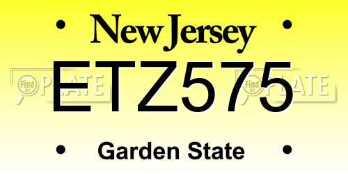 ETZ575 New Jersey License Plate