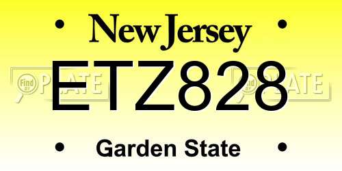 ETZ828 New Jersey License Plate