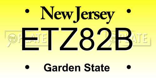 ETZ82B New Jersey License Plate