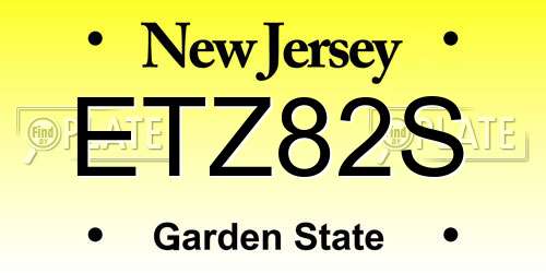 ETZ82S New Jersey License Plate