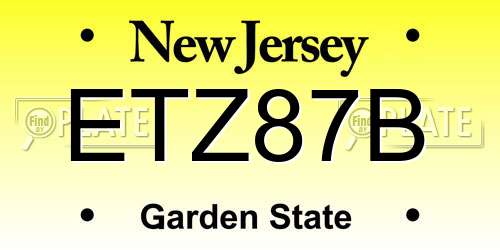 ETZ87B New Jersey License Plate