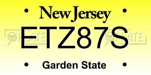 ETZ87S New Jersey License Plate