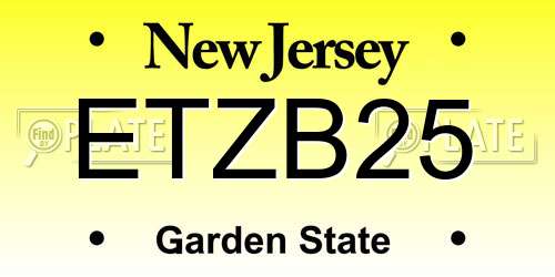 ETZB25 New Jersey License Plate