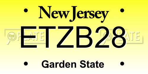 ETZB28 New Jersey License Plate
