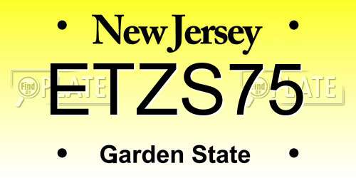 ETZS75 New Jersey License Plate