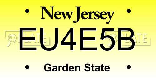 EU4E5B New Jersey License Plate