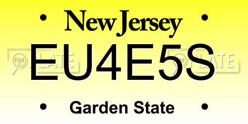 EU4E5S New Jersey License Plate