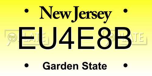EU4E8B New Jersey License Plate