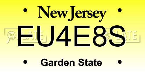 EU4E8S New Jersey License Plate