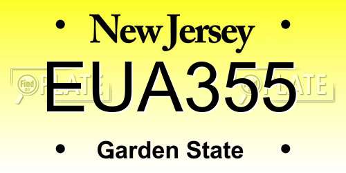 EUA355 New Jersey License Plate