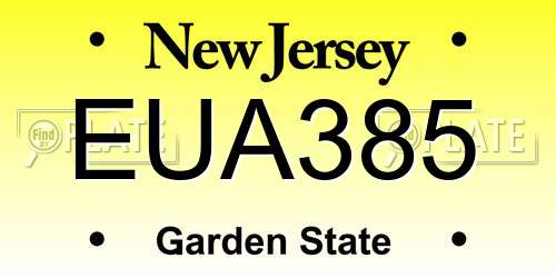 EUA385 New Jersey License Plate
