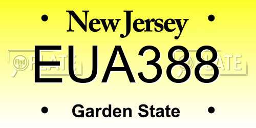 EUA388 New Jersey License Plate