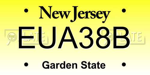 EUA38B New Jersey License Plate