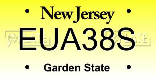 EUA38S New Jersey License Plate