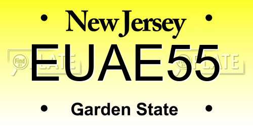 EUAE55 New Jersey License Plate
