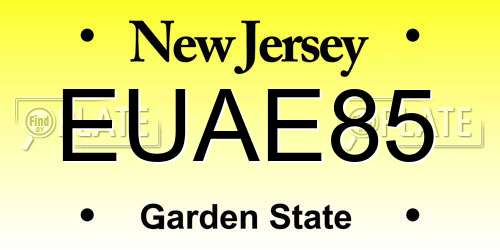 EUAE85 New Jersey License Plate