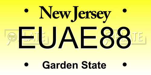 EUAE88 New Jersey License Plate