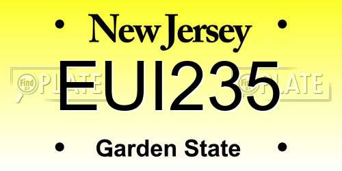 EUI235 New Jersey License Plate