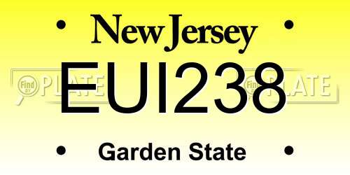 EUI238 New Jersey License Plate