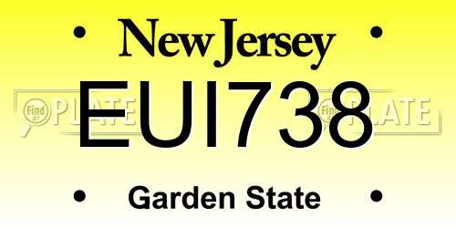 EUI738 New Jersey License Plate