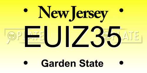 EUIZ35 New Jersey License Plate