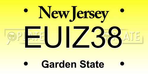 EUIZ38 New Jersey License Plate