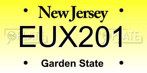 EUX201 New Jersey License Plate