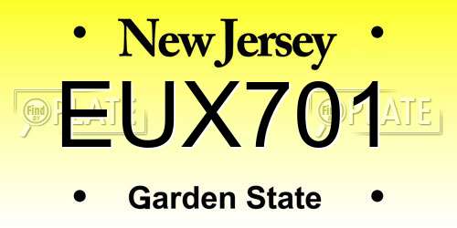 EUX701 New Jersey License Plate