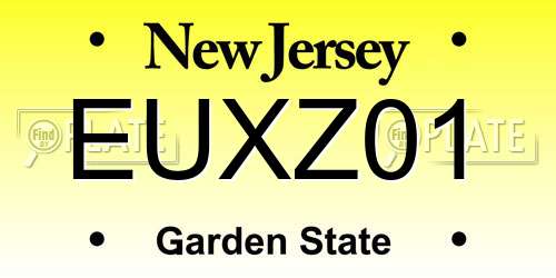 EUXZ01 New Jersey License Plate