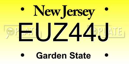 EUZ44J New Jersey License Plate