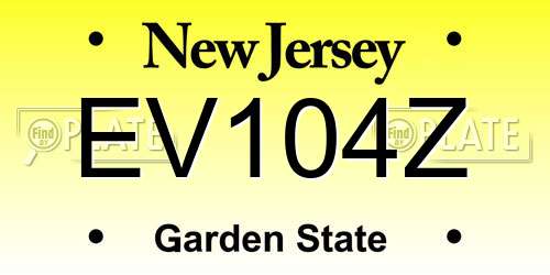 EV104Z New Jersey License Plate
