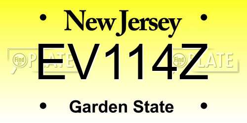 EV114Z New Jersey License Plate