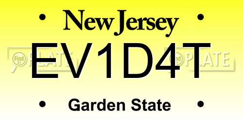 EV1D4T New Jersey License Plate