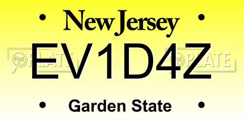 EV1D4Z New Jersey License Plate