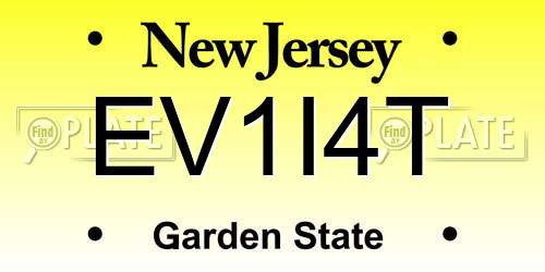 EV1I4T New Jersey License Plate